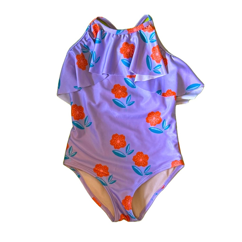 Tea Collection Lavender Floral Kids Swimsuit